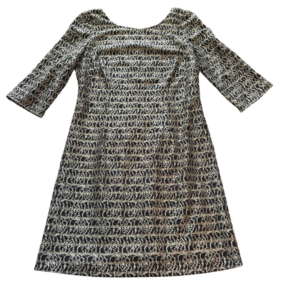 Jessica Simpson Navy Striped with White Lace Overlay Dress Size 8